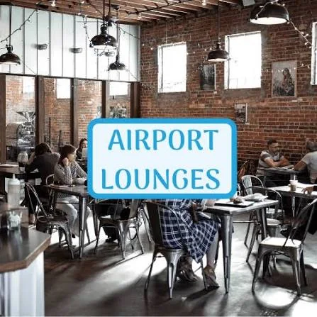 Airport lounge seating and dining area